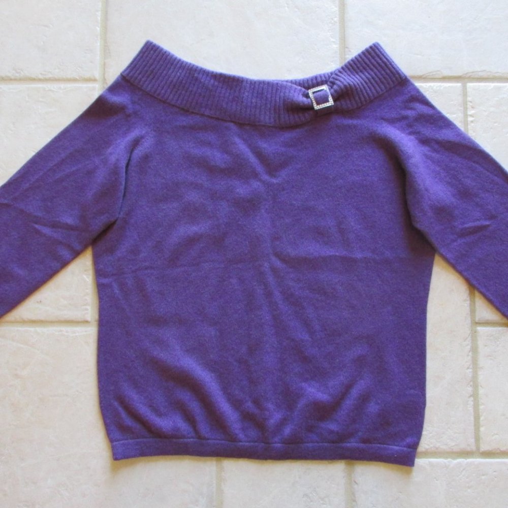 MARGARET O'LEARY WOMENS SIZE L SWEATER PURPLE CASHMERE RETR0 1950'S USA MADE